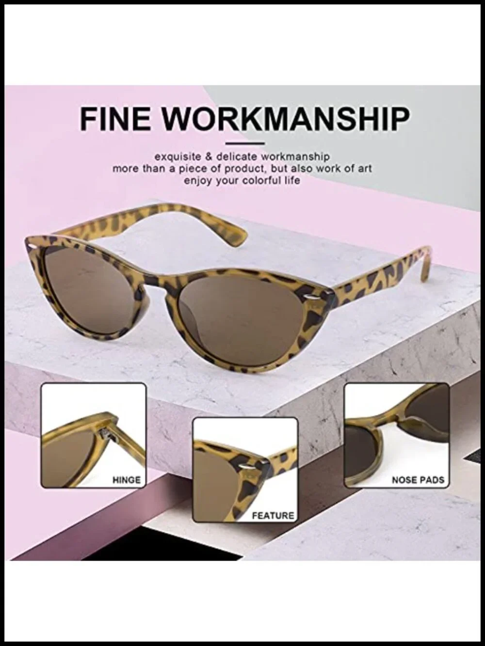 Retro Cat Eye Sunglasses UV400 Protection Plastic Frame Unisex